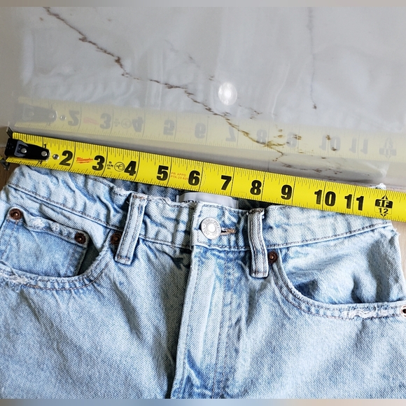 ZARA Denim Shorts 0 Light Wash High Waist Mom A-Line 1972 Style Summer Jeans - Picture 5 of 7